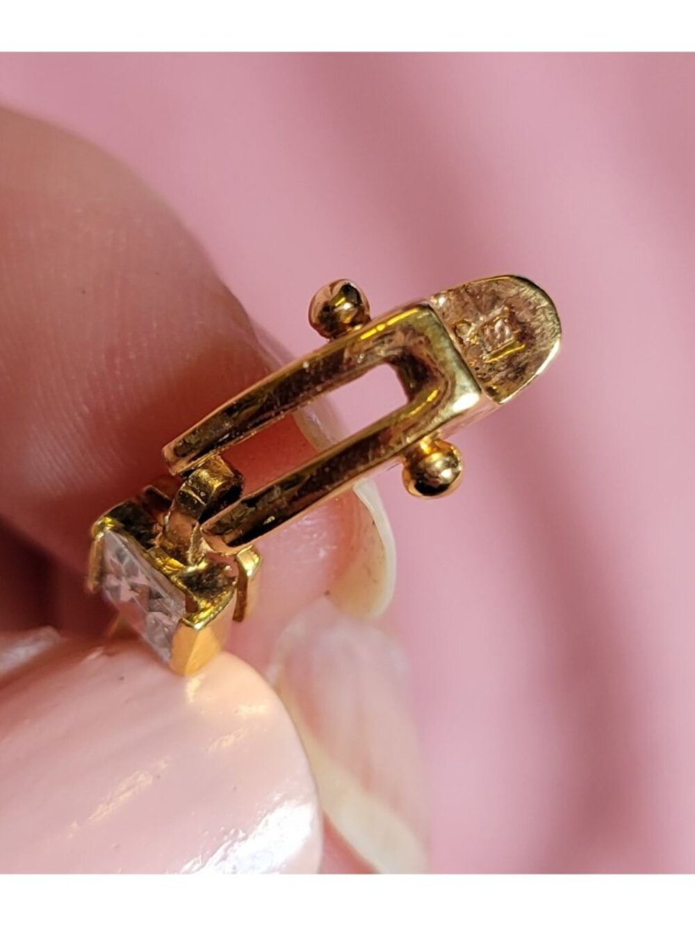 Stamped 925 FAS Gold Tone Clear Rhinestone Link Bracelet BR1 - Picture 5 of 7